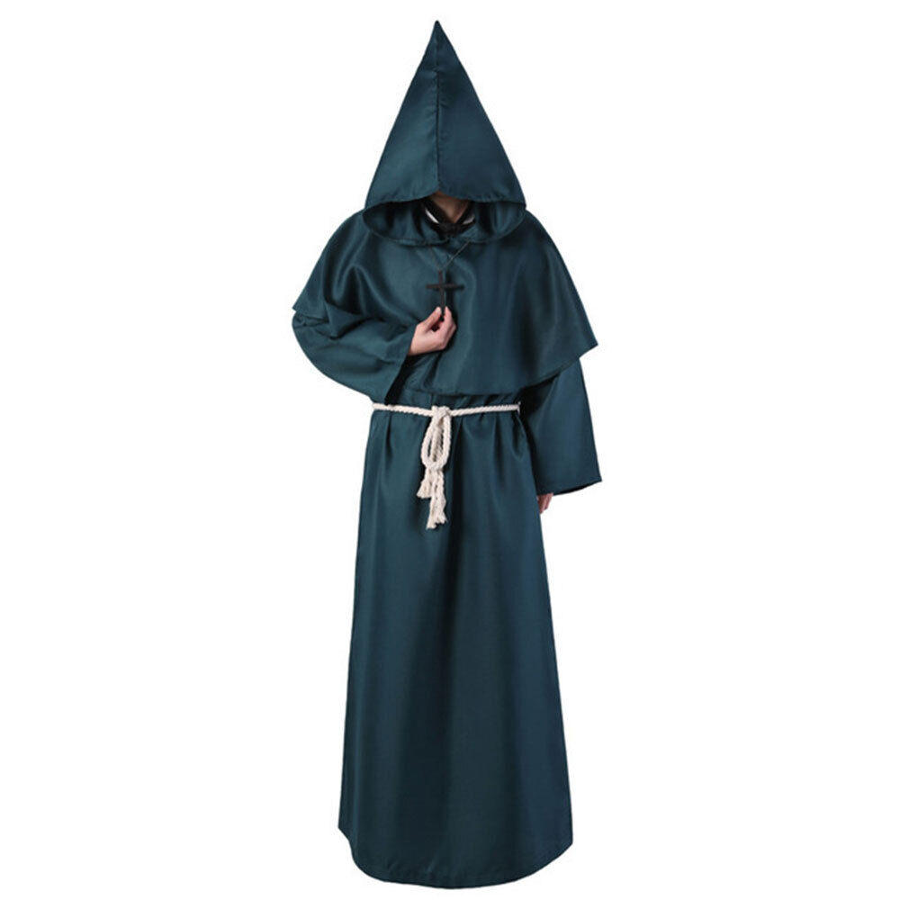 Halloween Decoration Costume Robe Friar Priest Robes Witch Wizard Cloak Cape Party Death Ghost Vampire Devil Demon Cosplay 1 Set