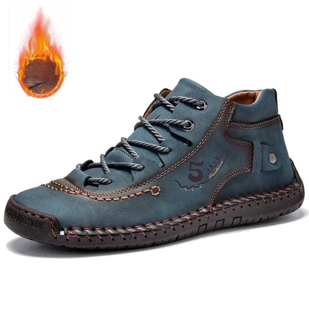 Fashion Men's Comfy Ankle Casual Shoes Men's Comfortable Leather Casual Shoes For All Seasons with Breathable Design For Male Shoes