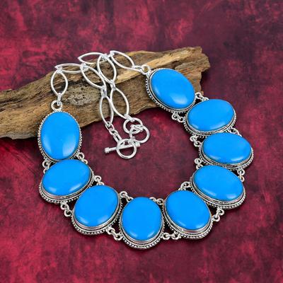 Arizona Turquoise Handmade Gemstone Necklace, 925 Solid Sterling Silver Necklace Unique Design Jewelry, Adjustable Chain Necklace