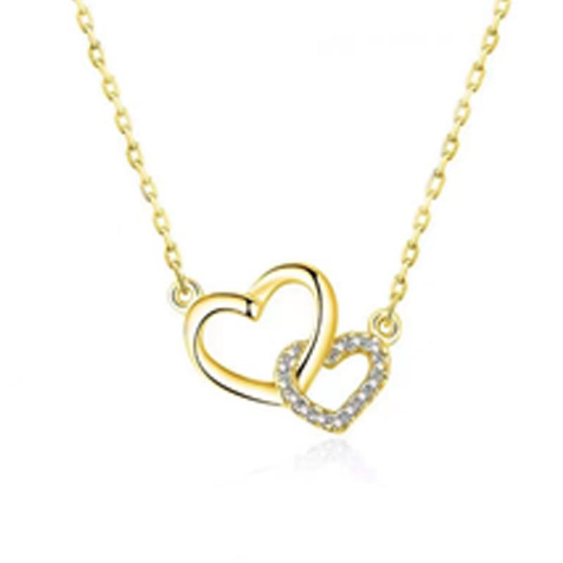 

Wind interlocking size love necklace female, sweet diamond-encrusted love pendant collarbone chain for girlfriend and girlfriend золотий