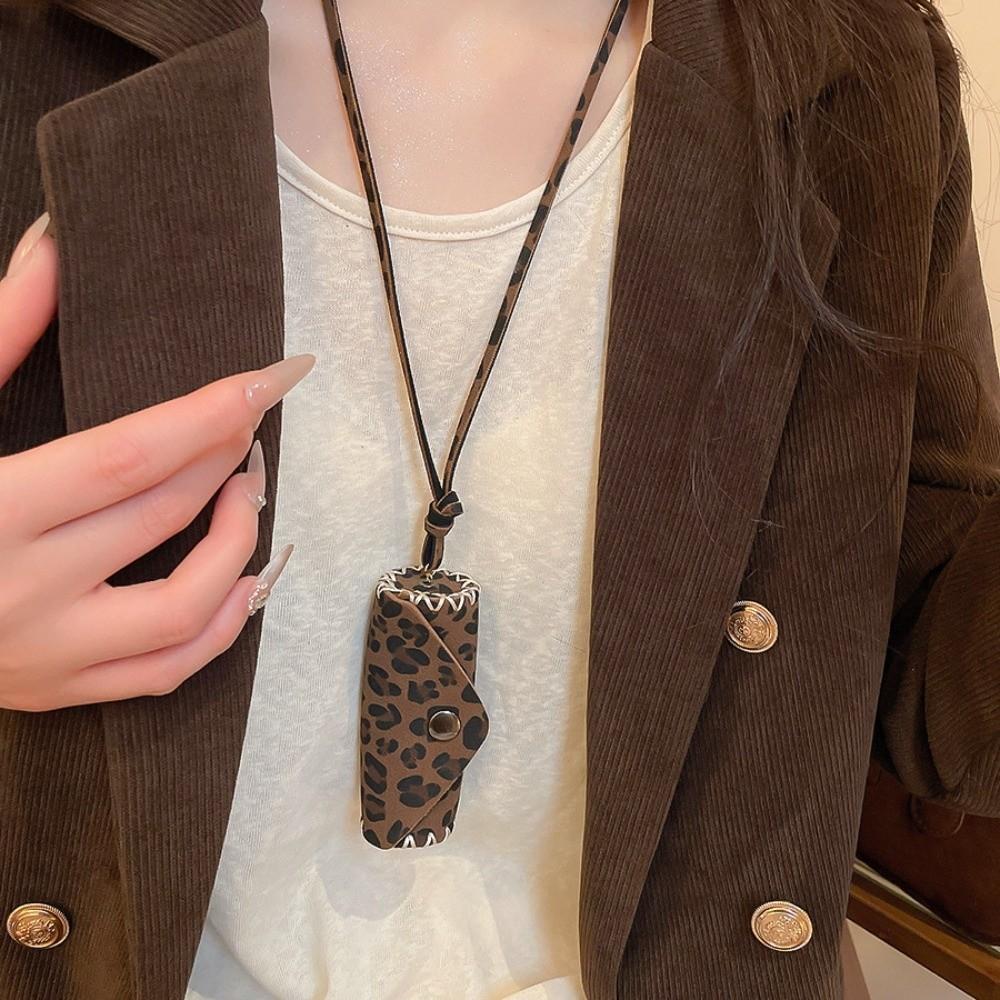 Leopard Print Leopard Leather Bag Necklace Collarbone Chain Clavicle Chain  Girls Gift
