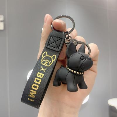 Módní Punk Francouzský buldoček Keychain PU Kůže Psí Keychains pro ženy Taška Přívěsek Bižuterie Tretka Pánské Auto Klíčenka Přívěsek na klíče