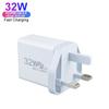 PD QC3.0 4-Port USB Type C UK Wall Charger Adapters 32W Fast Charging for IPhone Portable Travel Adapter