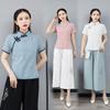 Costume Tang d'été en coton et lin pour femmes pour le bien-être en médecine chinoise et les spas de beauté