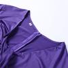 Purple Hollow Dress Sexy Exposed Belly Women Pleated Bow Long Sleeved V-Neck Slim Wrap Hip Dress 2025 New Summer Fashion