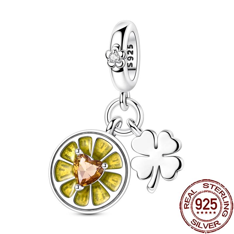 New Charms Copper Colorful Plant Flower Fruit Charm Beads Fit Snake Chain Bracelet Necklace Women Diy Jewelry