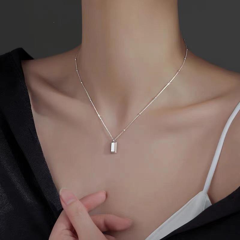 2024 New Luxury 925 Sterling Silver Square Necklace for Women