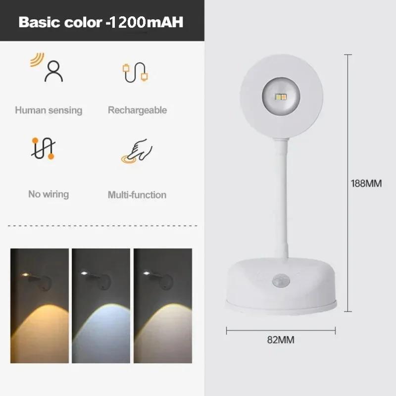 USB Rechargeable Intelligent Human Sensing Wireless Wall Light Dimmable Led Spotlight For Lighting Paintings Pictures