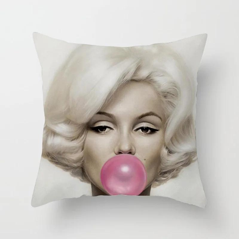 Marilyn Monroe Cushion Cover Decorative Polyester Sofa Throw Pillow Cover Retro Women Super Stars Pillowcase Home Decor 45X45CM