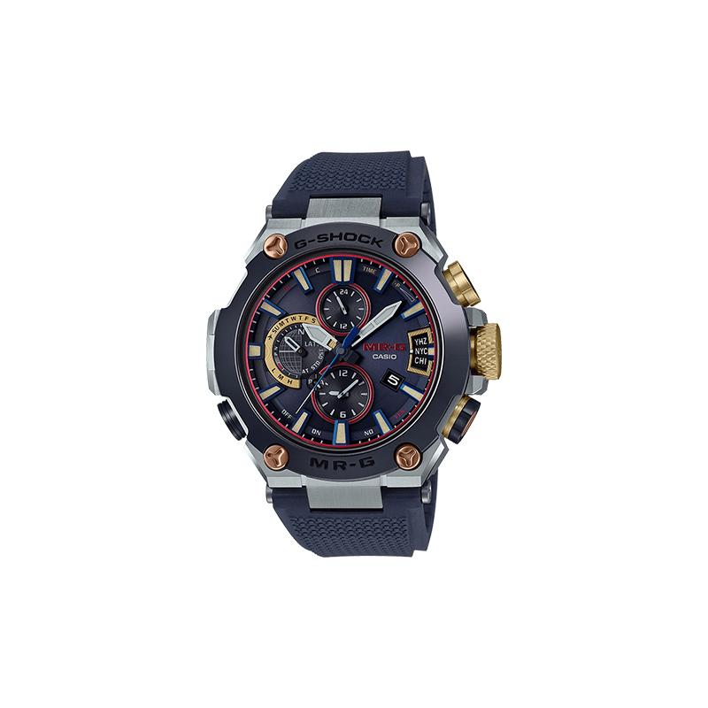 

Casio MR-G series Six-station radio wave Bluetooth connection Solar power Tough movement Solar quartz movement Rubber strap Japanese MRG-G2000RJ-2ADR синій