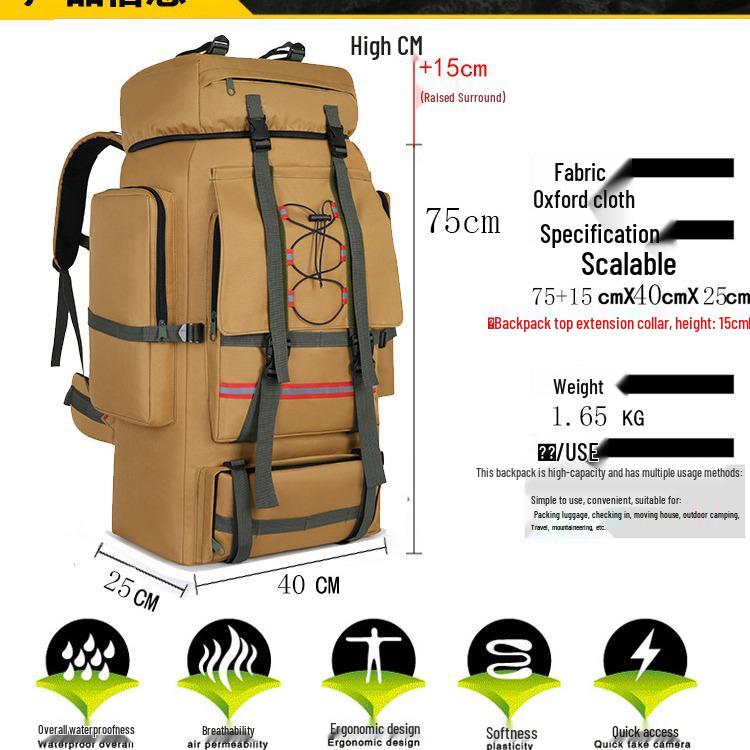 Zaino da Viaggio Mimetico da Uomo da 130L - Borsa da Campeggio Outdoor Ultra-Grande