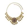 Bohemian Exotic Rhinestone Tassel Necklace & Earrings Set In Antiqued Alloy
