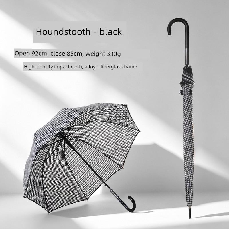 Light Luxury Retro British Houndstooth Pattern Umbrella, Long-Handled Umbrella, Reinforced and Wind-Resistant, High Aesthetic Value for Men and