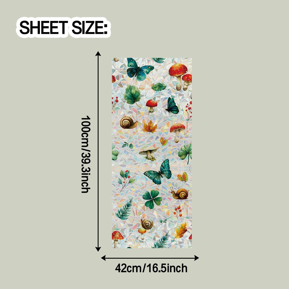 Laser-printed Forest Flora and Fauna Glass Door and Window Static Cling Decorative Stickers