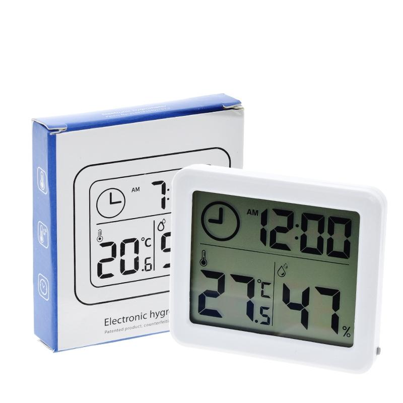 TZT Multifunction Thermometer Hygrometer Automatic Electronic Temperature Humidity Monitor Clock 3.2inch Large LCD Screen Multifunction Thermometer