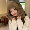 Winter outdoor thermal hat children plush cartoon cute rabbit ears cold protection ear protection knitted pullover hat tide
