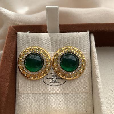 Boucles d'oreilles concentriques de luxe Palais, Émeraude de haute qualité, Design classique de niche, Boucles d'oreilles tendance romantiques de luxe léger