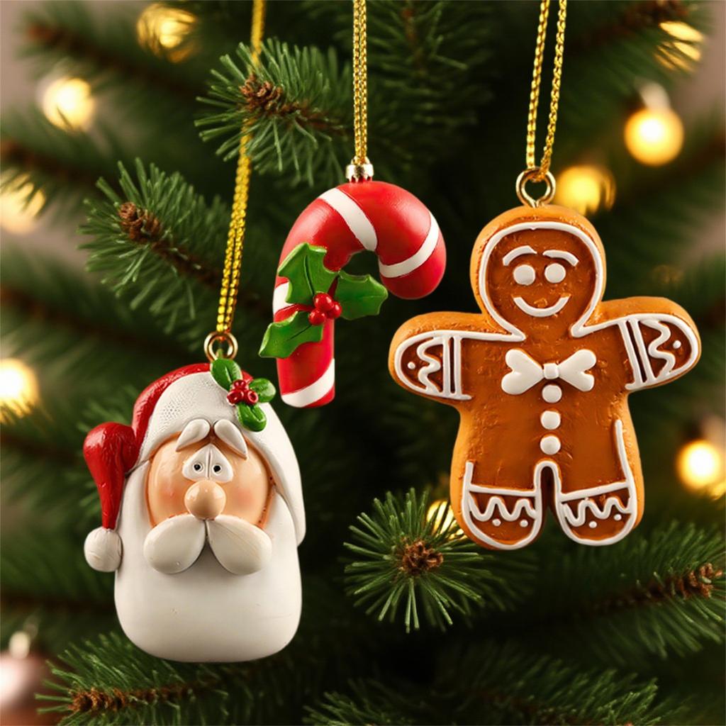 3D 6-pc Christmas Resin Ornament Pendant With Festive Atmosphere