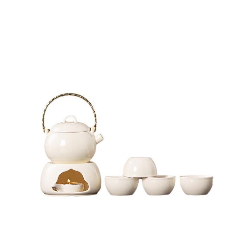 White Porcelain Portable Tea Set with Warming Stove