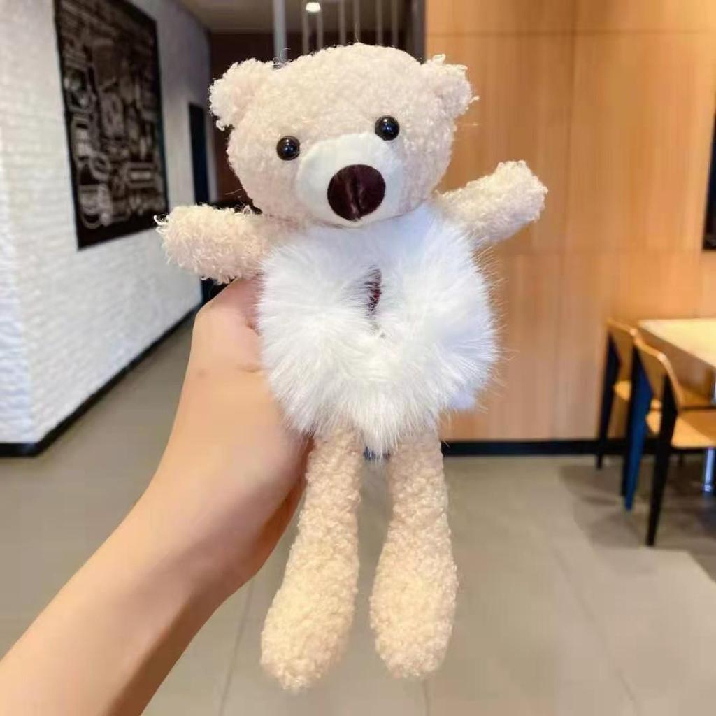 Adorable Bear Hug Cartoon Plush Hair Tie - Women's New Style Ponytail Rubber Band Hair Accessories 2025