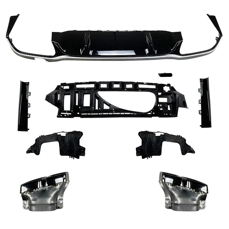 

For Benz E-Class W213 E260 E63S AMG 2026-2026 High Quality Car Rear Bumper Lip With Exhaust Hole Body Kit Glossy Black Silver серебряный