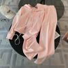 Damski 2-częściowy Casualowy Zestaw Sportowy Bluza z Kapturem na Zamek Elastyczne Spodnie Szerokie Nogawki Jednolity Kolor Casualowy Zestaw Sportowy