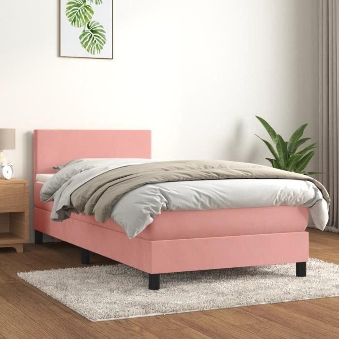 3141160 vidaXL Divan Bed with Mattress Pink 90x190 Cm Velvet