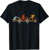 Vintage Triathlon Swim Bike Run Triathlet Heartbeat Tshirt Custom Printed Graphic T Shirts Print On Deunisexd