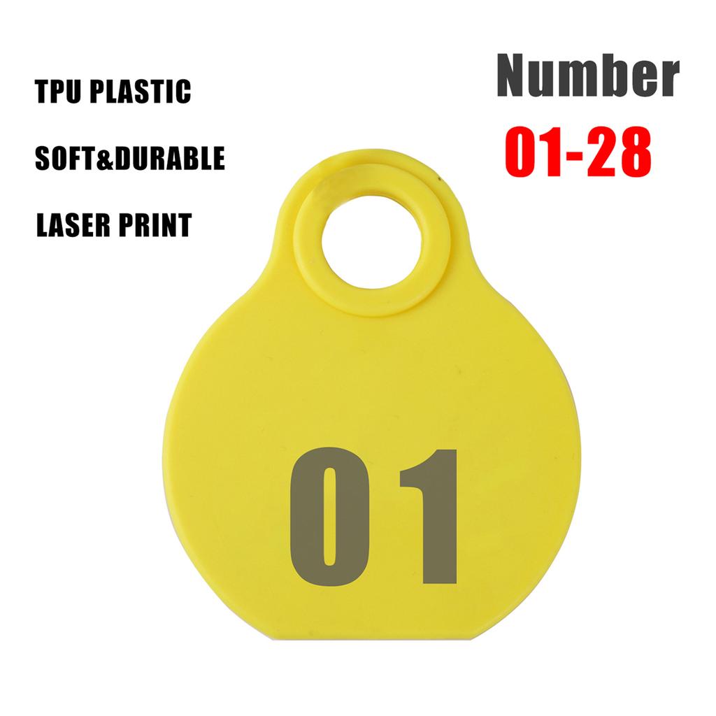 1 set Livestock Animal Identification Hang Tag Kit Adjustable Nylon Collar TPU Double-sided Serial Number Hang Tag & Metal Ring