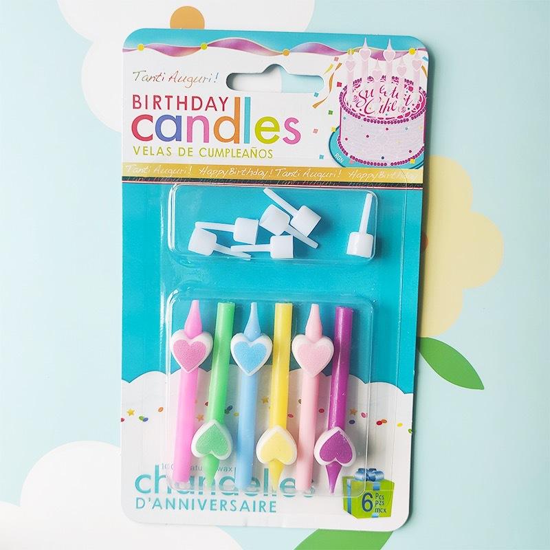 Colorful love birthday candle party cake decoration 6 pack short candle creative heart-shaped candle