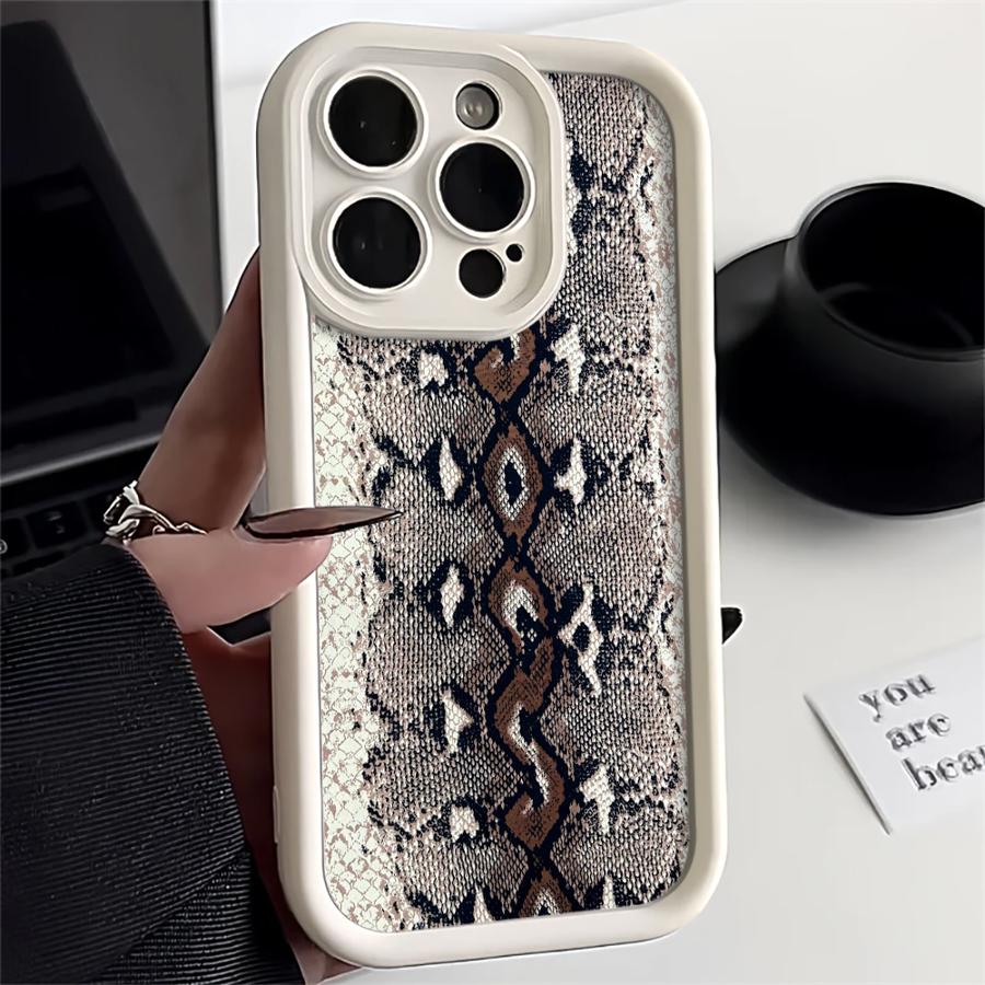Case for iPhone 17 Pro Max 11 15 Plus 17e 13 16 14 Air 12 Pro Phone Cover Snake Skin Pattern iPhone 14 Plus
