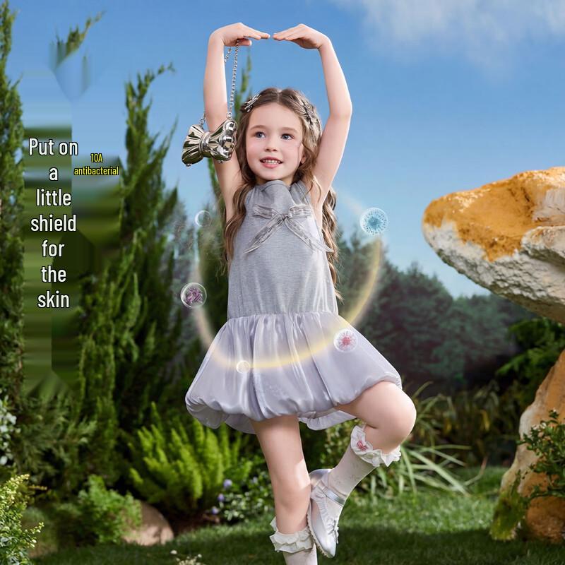 ASK JUNIOR Girls  Sleeveless Bow Bud Summer Dress 130