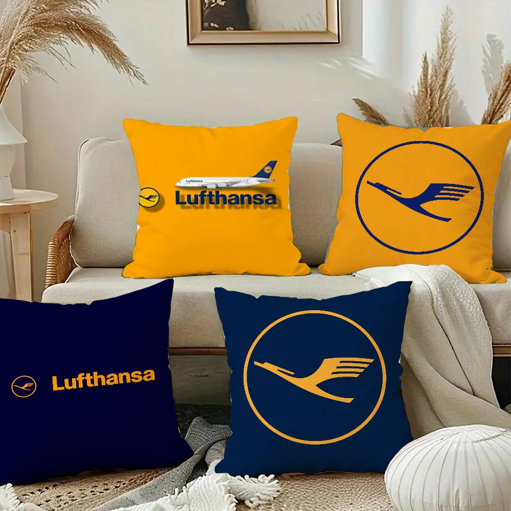 L-Lufthansa German Airlines Poszewka na poduszkę Krótki plusz Dwustronny nadruk Kwadratowe poszewki na poduszki dekoracyjne na sofę do domu