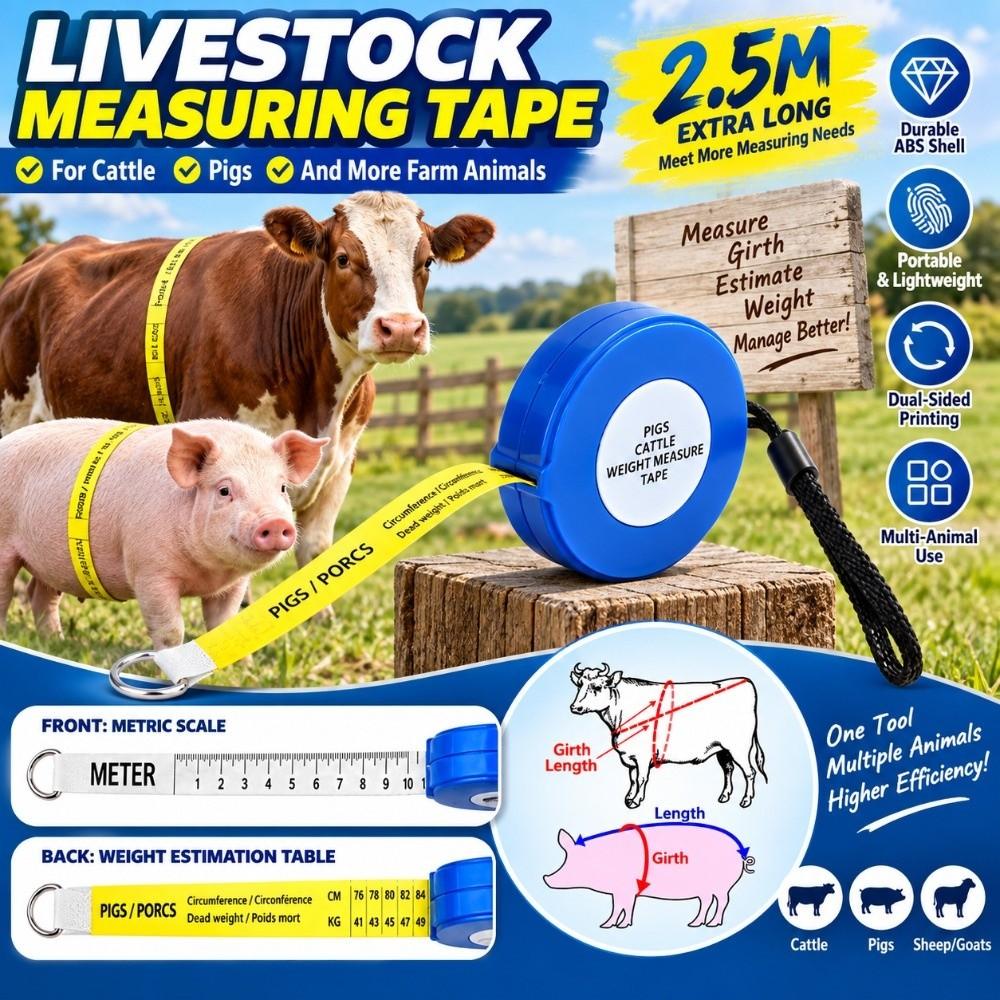 2.5m/8.20 ft Body Weight Tape Measure PVC Livestock Weight Tape Livestock Management