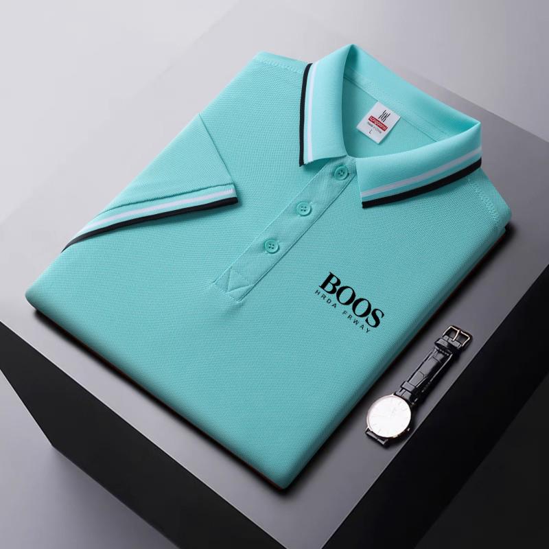 Summer New Ice Ion Fiber Embroidered Polo Shirt with Polo Collar for Moisture Wicking and Sweatwicking