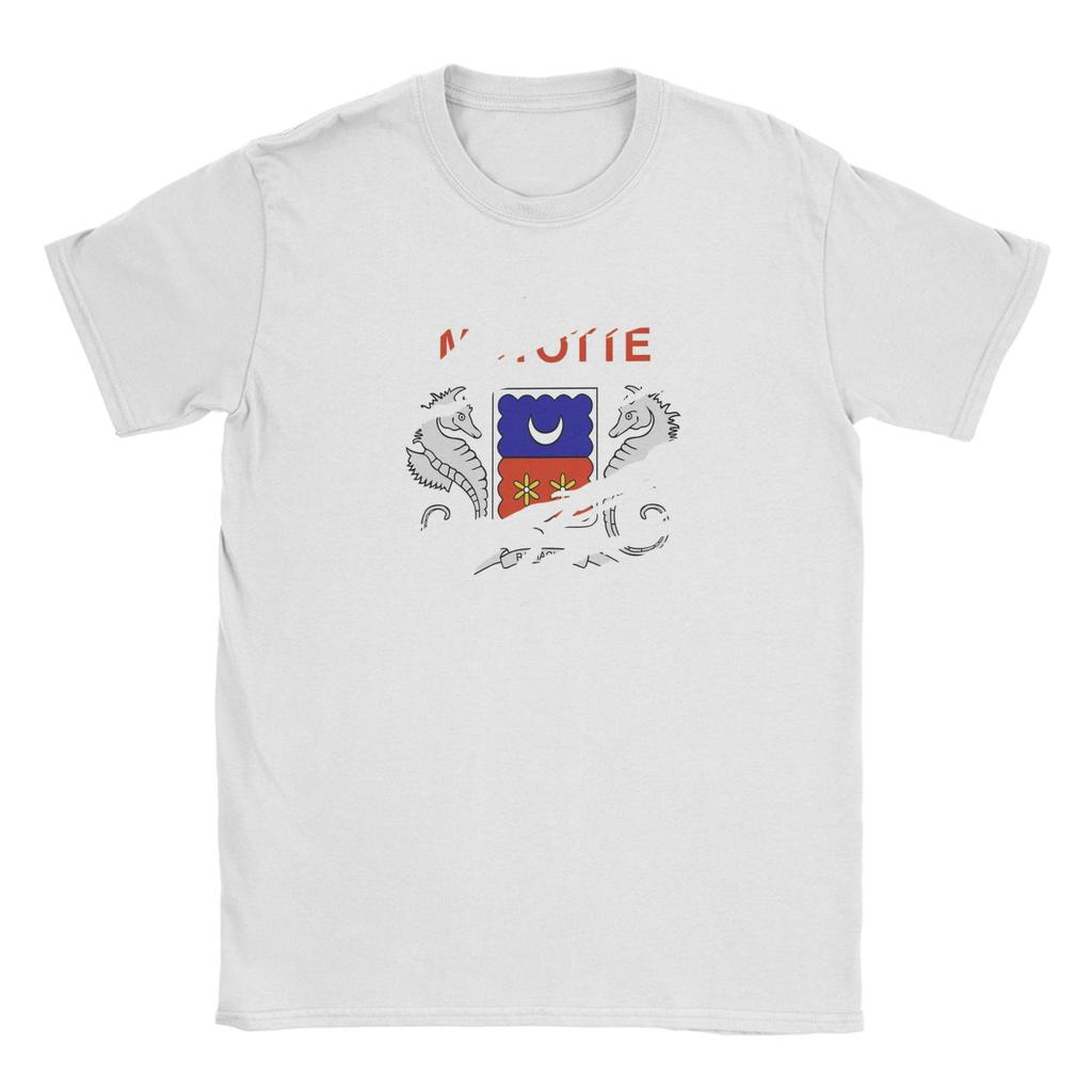 Mayotte Flagge T-Shirts Unisex 100% Baumwolle Neuheit T-Shirt Rundhals T-Shirts Kurzarm Kleidung Bedruckt