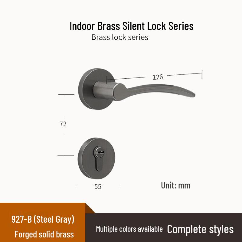 Brass Indoor Magnetic Silent Door Handle for Bedroom & Bathroom