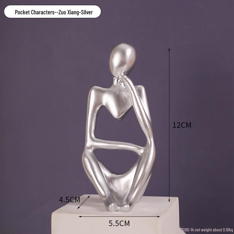 Mini Abstract Thinker Resin Ornament for Nordic Office or Bookshelf Decor