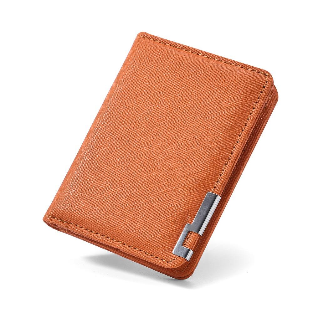 

Minimalist PU Leather Retro Men s Wallet Two-Fold Orange Black Grey White Coin Purse Ultra Thin Multiple Pockets Credit Card оранжевый