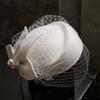 French Elegant British Vintage Mesh Beret Woolen Top Hat Wedding Dress Banquet White Bridal Headwear