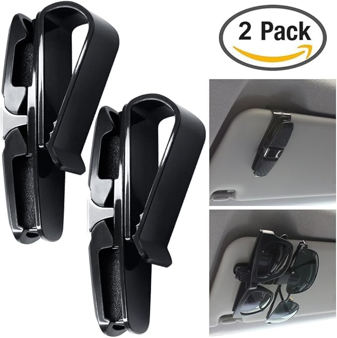 Car Sun Visor Glasses Car Sun Visor Sunglasses Holder of Glasses Rack with Ticket Card Silver TS CORP Holder, [Set 2] / Clip,