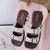 New Slippers Women's Summer Retro Seaside Beach Soft Flat One-word Sandals Outside