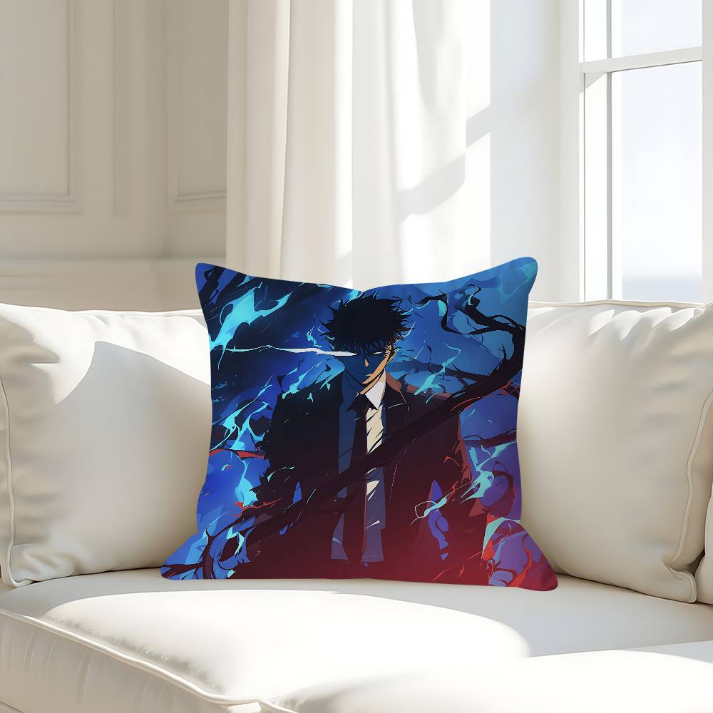 Tecknad Solo L-Leveling Kuddfodral Avtagbart Tvättbart Kuddfodral – Mjukt Linne för Alla Årstider