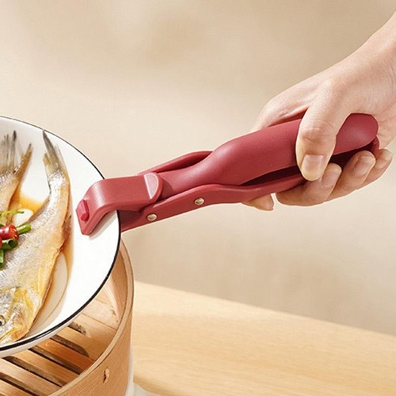Bowl Holder Clip Safe Handling Kitchen Tongs with Silicone Cover Hot Dishes Grippers Tongs for Baking and Grilling