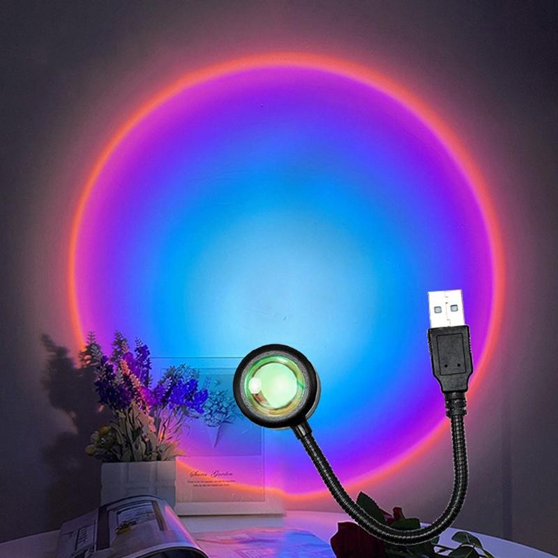 

Sunset Red Projector Led Night Light Ins Atmosphere Projector Lamp Photo Props фіолетовий