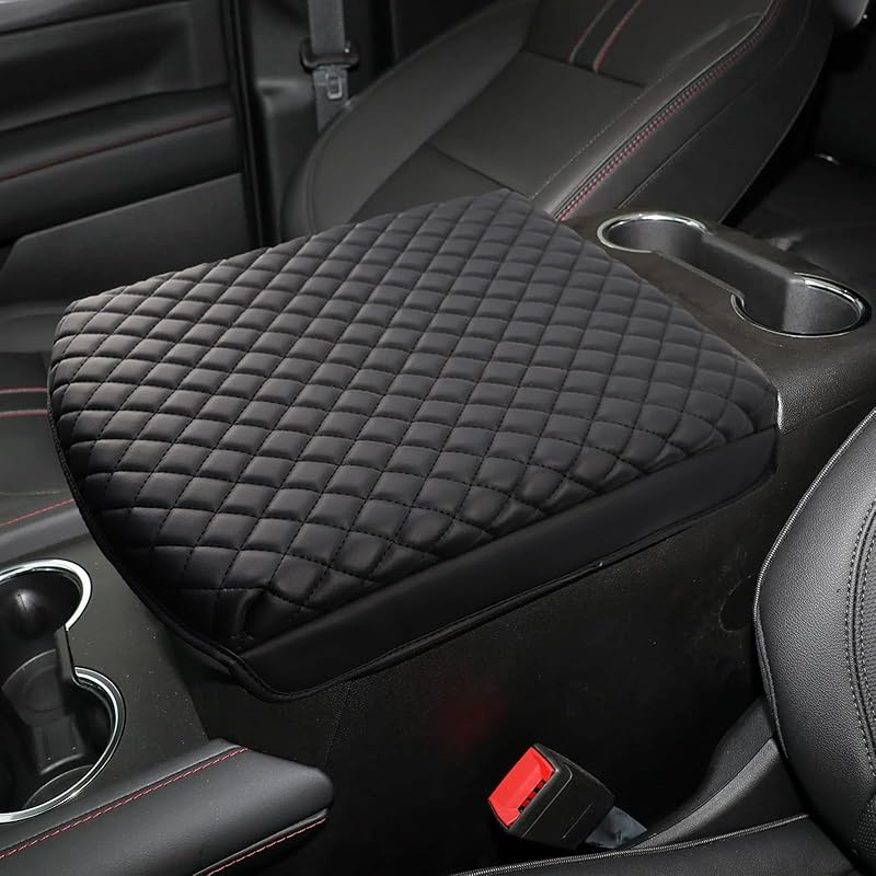 1.2In Thickness Center Console Cover Compatible With -2025 Chevy Silverado/GMC Sierra And -2025 Tahoe/Suburban/Yukon , Car Armrest Cover Leather