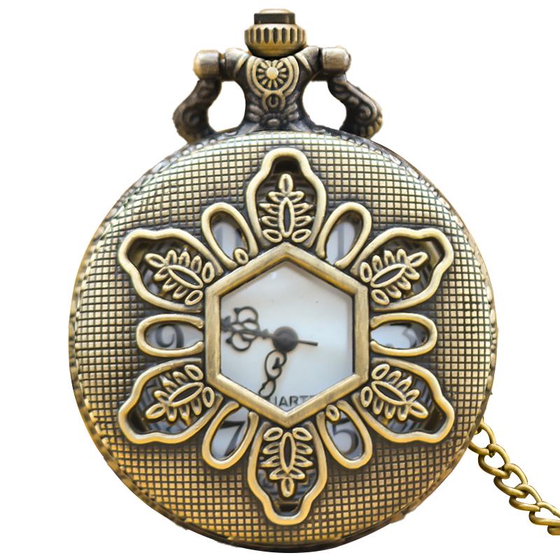 

Vintage Hollowed-Out Clamshell Bronze Flower Carved Necklace Quartz Pocket Watch Fashion Jewelry Gift бронзовый