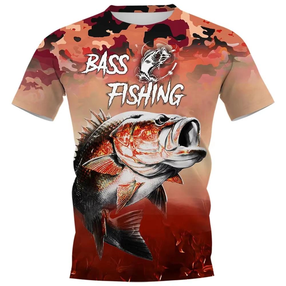 Retro men's outdoor sports fishing T-shirt 3D printed short sleeved top casual men's T-shirt loose T-shirt striped men