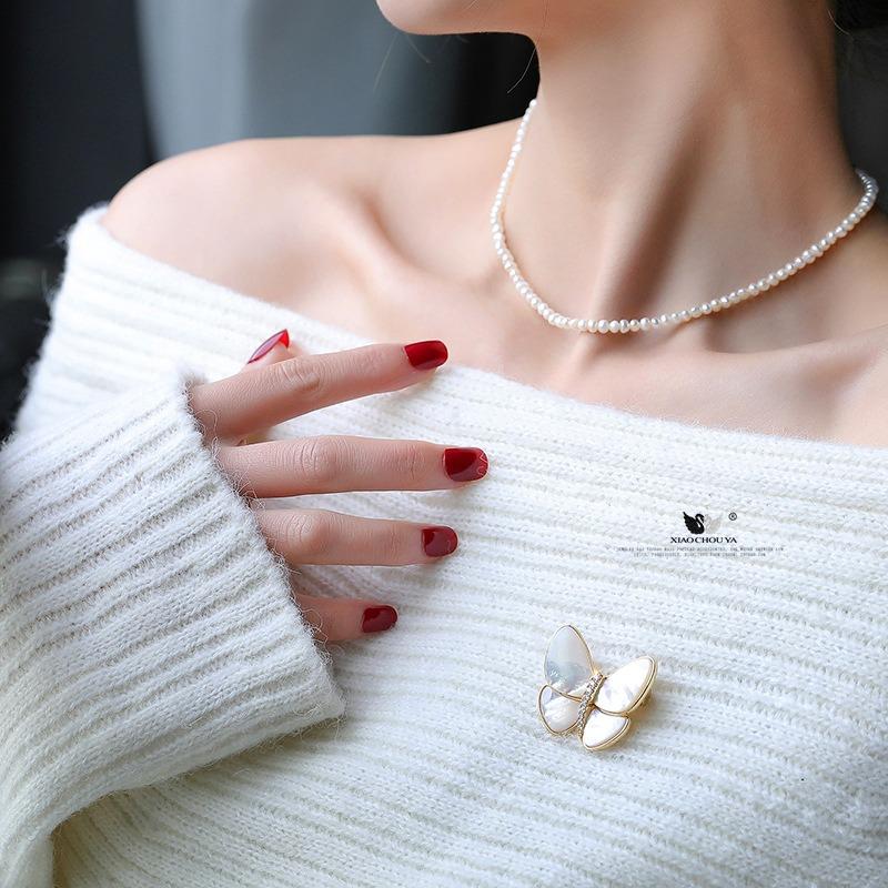 New Copy Shell Crystal Butterfly Brooches For Women Baroque Trendy Elegant Butterfly Brooch Pins Party Wedding Gifts