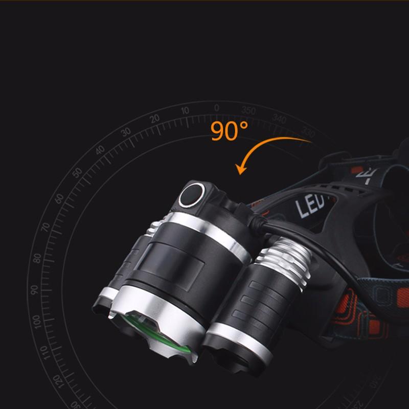 Kafa Işık Lambası Güç El Feneri Torch Far Far Sensörü Led Ampuller 2x 18650 Pil 30 w 4 Mod Lityum pil